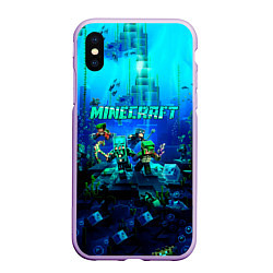 Чехол iPhone XS Max матовый Minecraft water, цвет: 3D-сиреневый