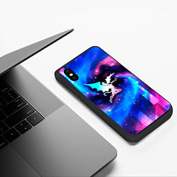 Чехол iPhone XS Max матовый Black Sabbath неоновый космос, цвет: 3D-черный — фото 2