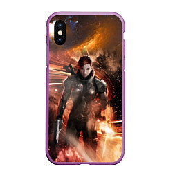 Чехол iPhone XS Max матовый Mass Effect N7 - Jane Shepard, цвет: 3D-фиолетовый