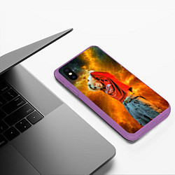 Чехол iPhone XS Max матовый Hyunjin Stray Kids space, цвет: 3D-фиолетовый — фото 2