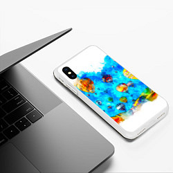 Чехол iPhone XS Max матовый Воздушные шары на фоне голубого неба рисунок, цвет: 3D-белый — фото 2