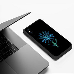 Чехол iPhone XS Max матовый Неоновый цветок на черном фоне, цвет: 3D-черный — фото 2