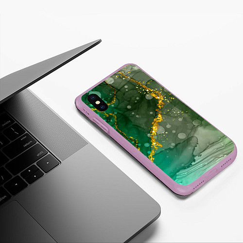 Чехол iPhone XS Max матовый Изумрудная фантазия / 3D-Сиреневый – фото 3