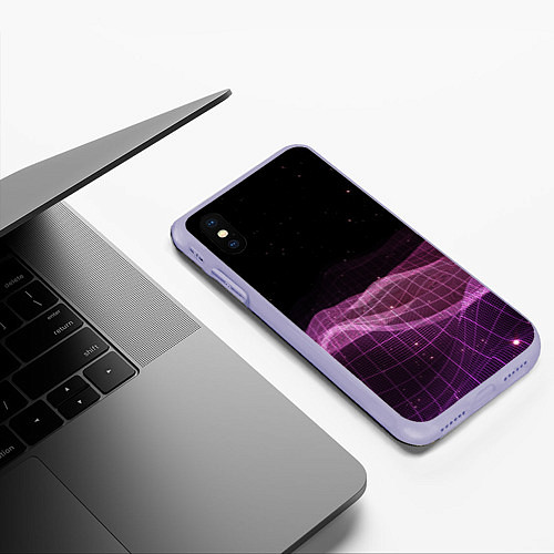 Чехол iPhone XS Max матовый Retro wave night / 3D-Светло-сиреневый – фото 3