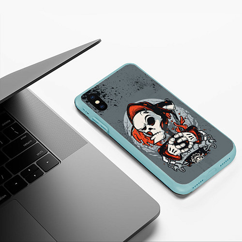 Чехол iPhone XS Max матовый Slipknot Скелет / 3D-Мятный – фото 3