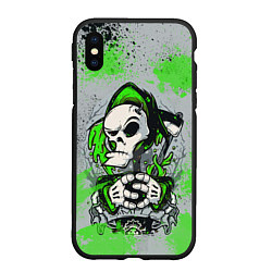 Чехол iPhone XS Max матовый Slipknot скелет green