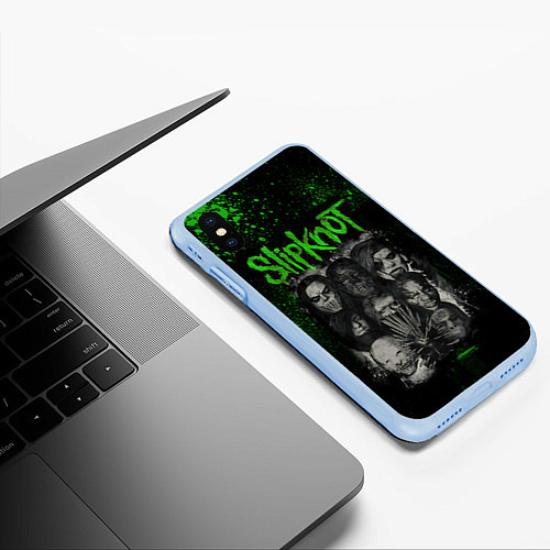 Чехол iPhone XS Max матовый Slipknot / 3D-Голубой – фото 3