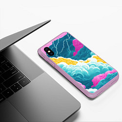 Чехол iPhone XS Max матовый Яркие разноцветные облачка, цвет: 3D-сиреневый — фото 2