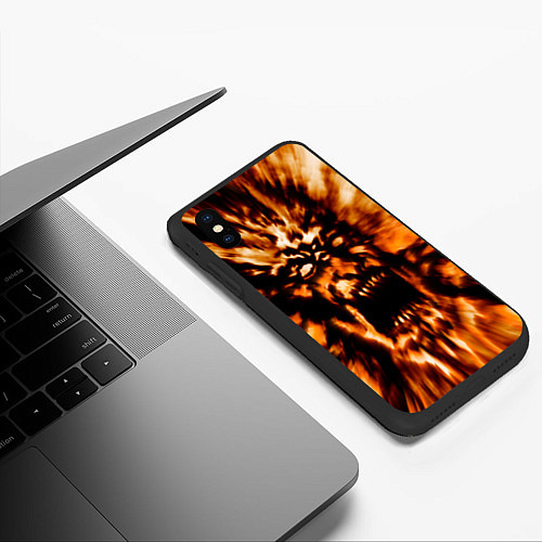 Чехол iPhone XS Max матовый Fire demon scream / 3D-Черный – фото 3