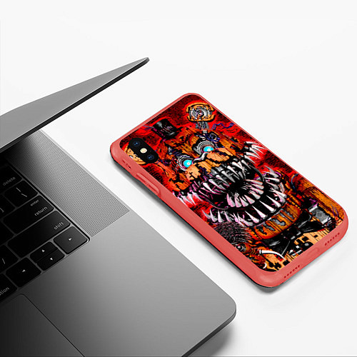 Чехол iPhone XS Max матовый Кошмарный Фредди / 3D-Красный – фото 3