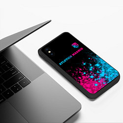 Чехол iPhone XS Max матовый Atletico Madrid - neon gradient: символ сверху, цвет: 3D-черный — фото 2