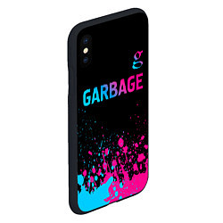 Чехол iPhone XS Max матовый Garbage - neon gradient: символ сверху, цвет: 3D-черный — фото 2