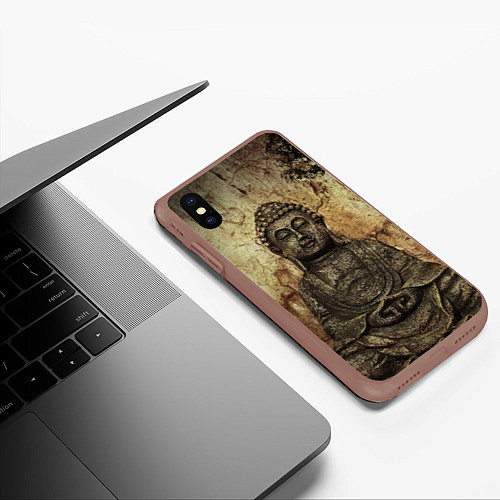 Чехол iPhone XS Max матовый Статуя Будды / 3D-Коричневый – фото 3