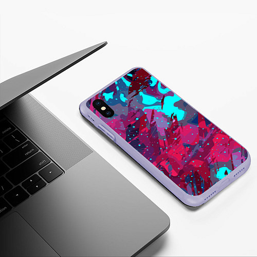 Чехол iPhone XS Max матовый Смешанные краски / 3D-Светло-сиреневый – фото 3