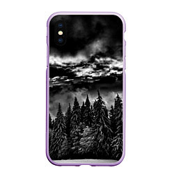 Чехол iPhone XS Max матовый Night Forest, цвет: 3D-сиреневый