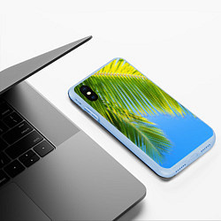 Чехол iPhone XS Max матовый Пальма у неба, цвет: 3D-голубой — фото 2