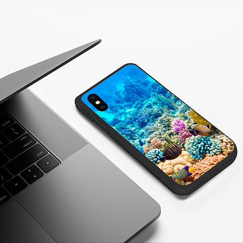 Чехол iPhone XS Max матовый Дно морское / 3D-Черный – фото 3