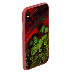 Чехол iPhone XS Max матовый Абстрактные красный песок и зелёные камни, цвет: 3D-красный — фото 2
