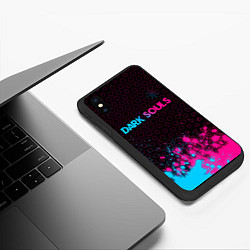 Чехол iPhone XS Max матовый Dark Souls - neon gradient: символ сверху, цвет: 3D-черный — фото 2