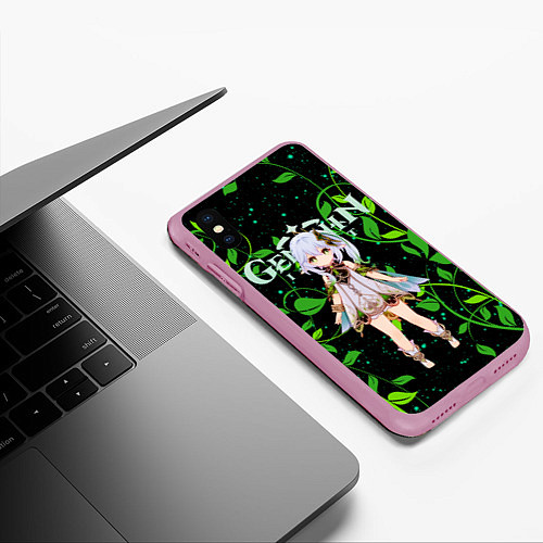 Чехол iPhone XS Max матовый Нахида дендро архонт / 3D-Розовый – фото 3