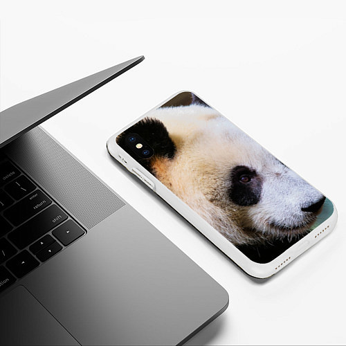 Чехол iPhone XS Max матовый Загадочная панда / 3D-Белый – фото 3