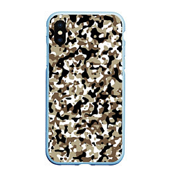 Чехол iPhone XS Max матовый Камуфляж зимний лес - мелкий, цвет: 3D-голубой