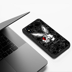 Чехол iPhone XS Max матовый Playboy Skull - Rabbit 2023, цвет: 3D-черный — фото 2