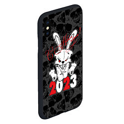 Чехол iPhone XS Max матовый С Новым годом! 2023 Злой кролик, цвет: 3D-черный — фото 2