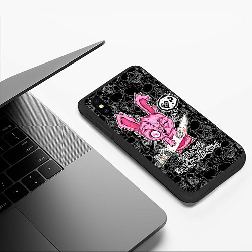 Чехол iPhone XS Max матовый Кролик зомби - следуй за кроликом / 3D-Черный – фото 3