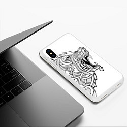 Чехол iPhone XS Max матовый Медведь тату арт, цвет: 3D-белый — фото 2