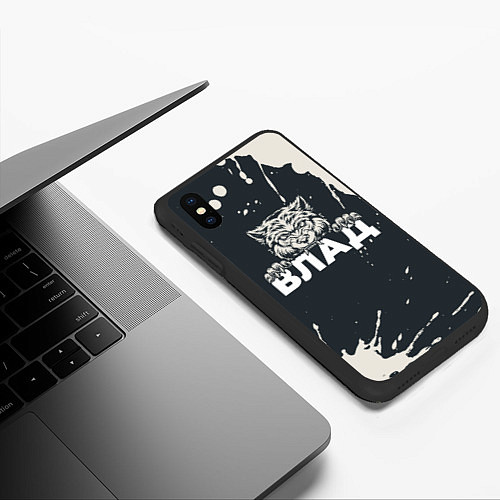 Чехол iPhone XS Max матовый Влад зубастый волк / 3D-Черный – фото 3