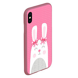 Чехол iPhone XS Max матовый Миссис кролик, цвет: 3D-малиновый — фото 2
