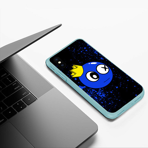 Чехол iPhone XS Max матовый Радужные друзья - Синий в короне / 3D-Мятный – фото 3