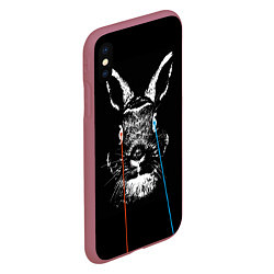 Чехол iPhone XS Max матовый Черный кролик стреляет лазерами из глаз, цвет: 3D-малиновый — фото 2