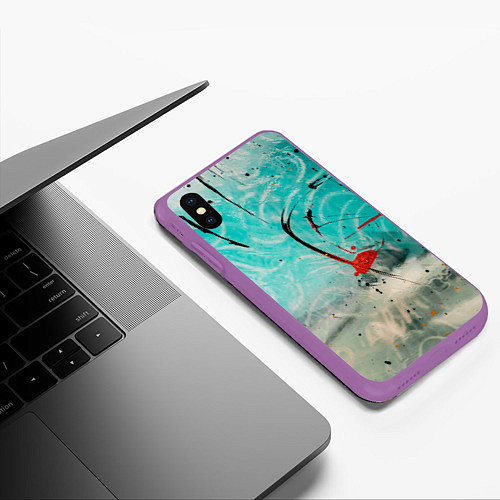 Чехол iPhone XS Max матовый Абстрактные песок и небо с красками / 3D-Фиолетовый – фото 3