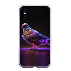 Чехол iPhone XS Max матовый Неоновый голубь, цвет: 3D-светло-сиреневый