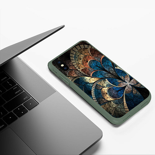 Чехол iPhone XS Max матовый Древний витраж / 3D-Темно-зеленый – фото 3