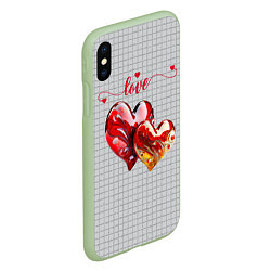 Чехол iPhone XS Max матовый Love - сердечки, цвет: 3D-салатовый — фото 2