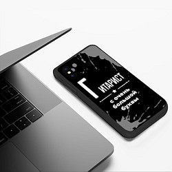 Чехол iPhone XS Max матовый Гитарист с очень большой буквы на темном фоне, цвет: 3D-черный — фото 2