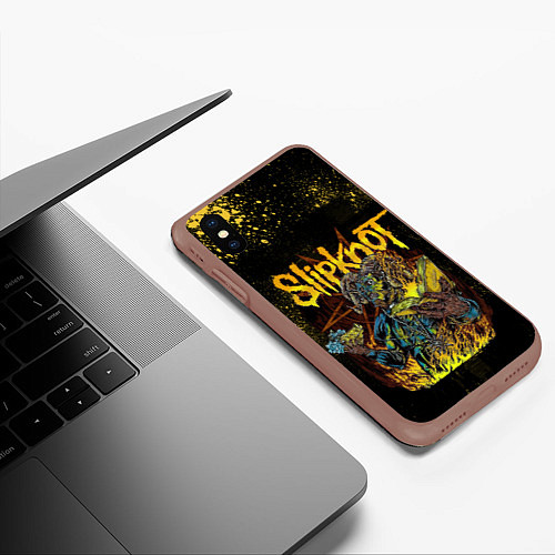 Чехол iPhone XS Max матовый Slipknot Yellow Monster / 3D-Коричневый – фото 3