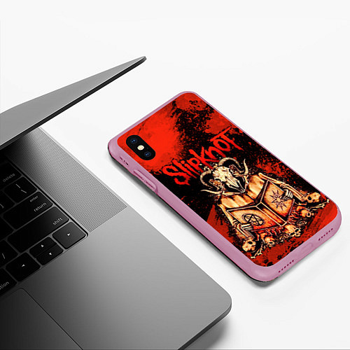 Чехол iPhone XS Max матовый Slipknot - баран / 3D-Розовый – фото 3