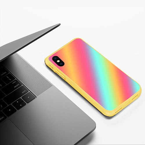 Чехол iPhone XS Max матовый Градиент цветной / 3D-Желтый – фото 3