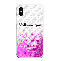 Чехол iPhone XS Max матовый Volkswagen pro racing: символ сверху, цвет: 3D-белый