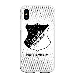 Чехол iPhone XS Max матовый Hoffenheim с потертостями на светлом фоне, цвет: 3D-белый