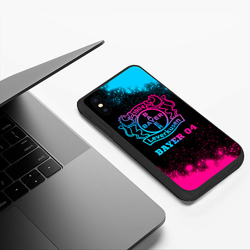 Чехол iPhone XS Max матовый Bayer 04 - neon gradient / 3D-Черный – фото 3