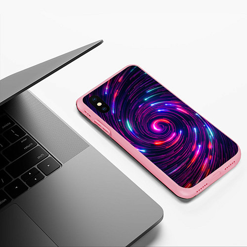 Чехол iPhone XS Max матовый НЕОНОВАЯ ЧЁРНАЯ ДЫРА / 3D-Баблгам – фото 3