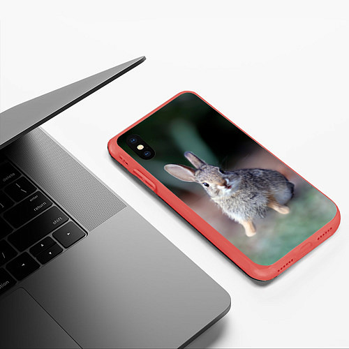 Чехол iPhone XS Max матовый Малыш кролик / 3D-Красный – фото 3