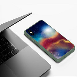 Чехол iPhone XS Max матовый Многогранное космическое пространство - яркая звез, цвет: 3D-темно-зеленый — фото 2