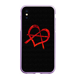 Чехол iPhone XS Max матовый Сердце анархиста, цвет: 3D-сиреневый