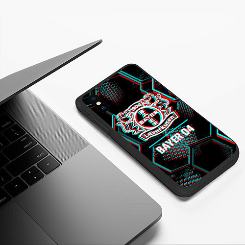 Чехол iPhone XS Max матовый Bayer 04 FC в стиле glitch на темном фоне / 3D-Черный – фото 3